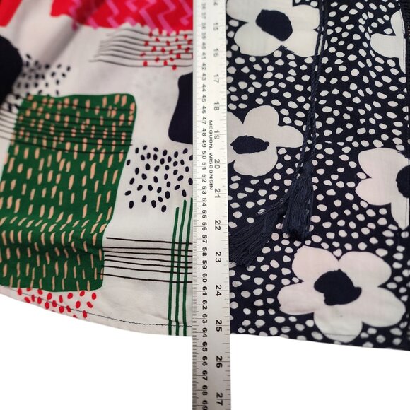 Luna Moon Boho Patchwork Peasant Blouse Women’s M Multicolor Rayon Floral - Picture 11 of 12